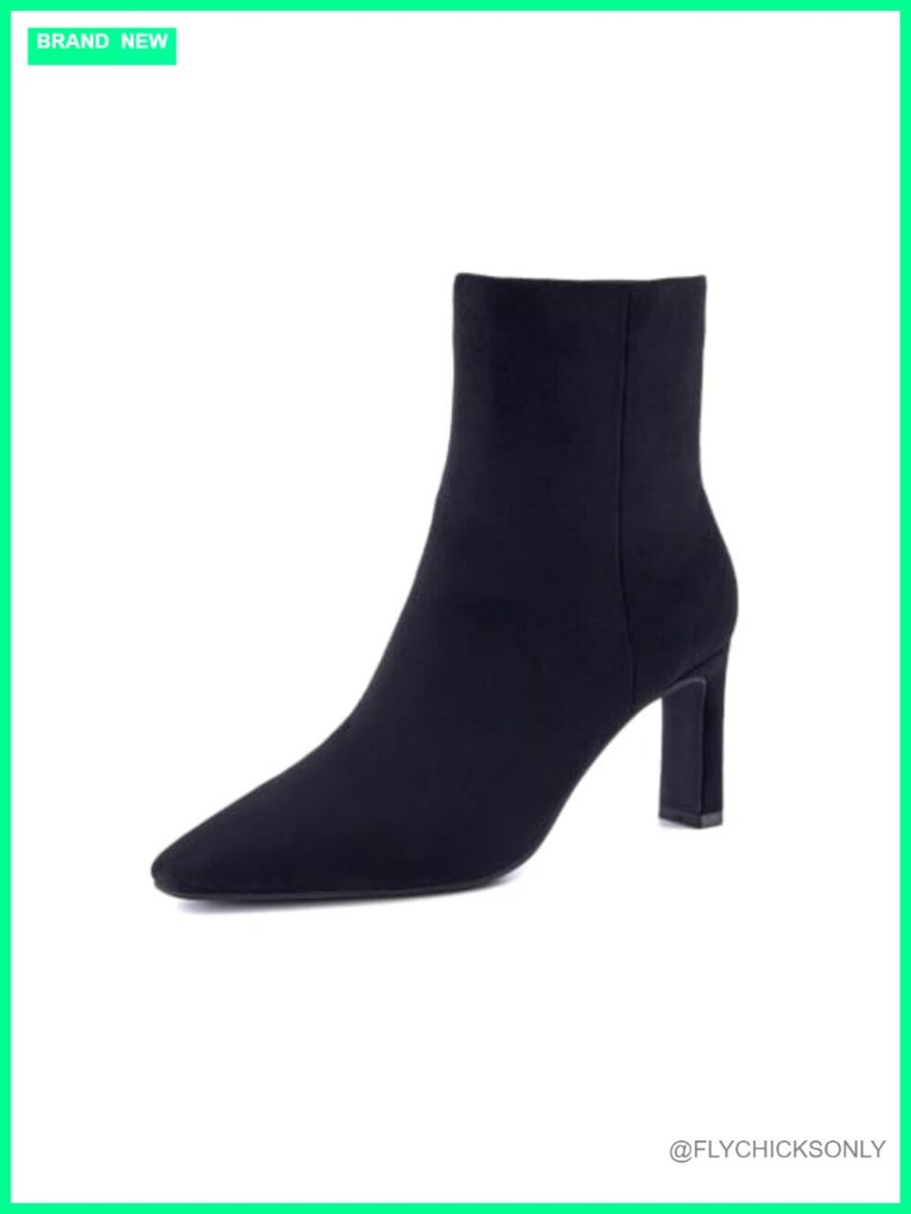 Vegan Suede Ankle Boots Square Toe Mid Block Heel Dress Booties Office